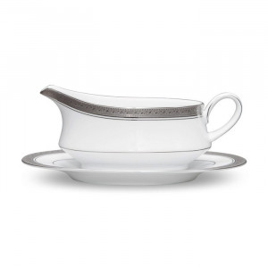 Crestwood Platinum Gravy Body With Saucer - Noritake 