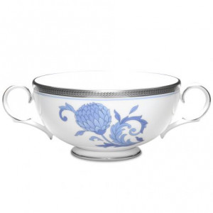 Sonnet In Blue Soup Cup With Handle - Noritake 